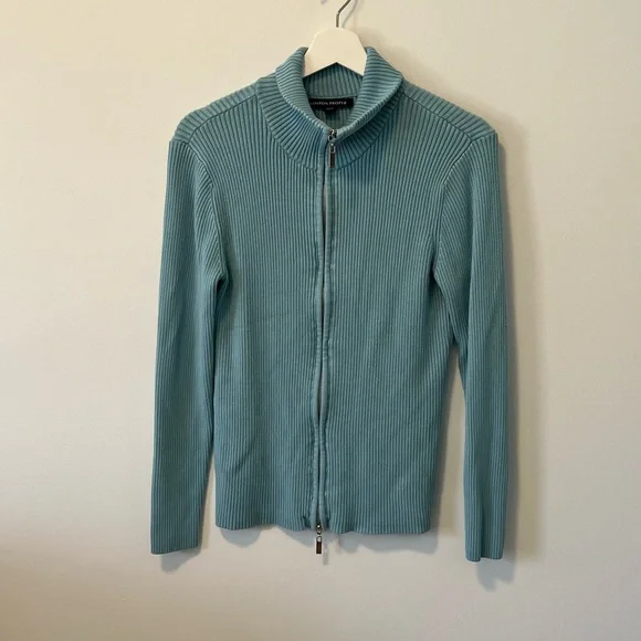 Boston Proper Ribbed Full Zip Cardigan - Picture 10 of 10
